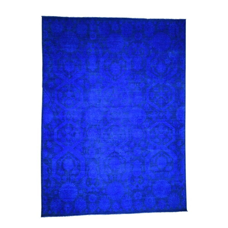 Shahbanu Rugs Overdyed Ikat Design Full Pile Hand-Knotted Oriental Rug (9'0" x 12'0") - 9'0" x 12'0"