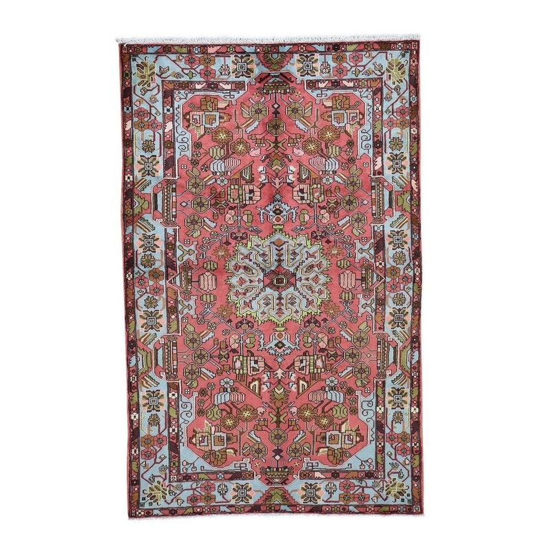 Shahbanu Rugs Pink New Persian Nahavand Pure Wool Hand-Knotted Oriental Rug (5'0" x 7'10") - 5'0" x 7'10"