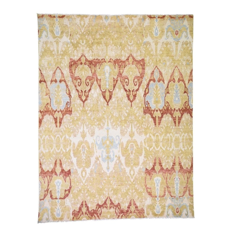 Shahbanu Rugs Pure Wool Ikat Uzbek Design Hand Knotted Oriental Rug (7'8" x 10'0") - 7'8" x 10'0" - 7'8" x 10'0"