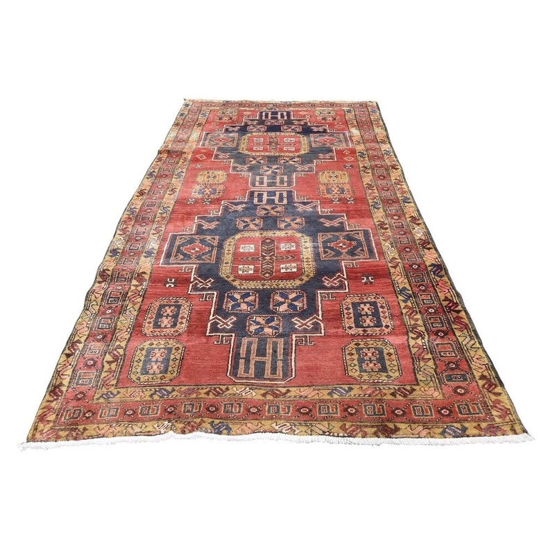 Shahbanu Rugs Red North West Persian With Large Elements Wide Runner Rug (4'5" x 10'6") - 4'5" x 10'6"