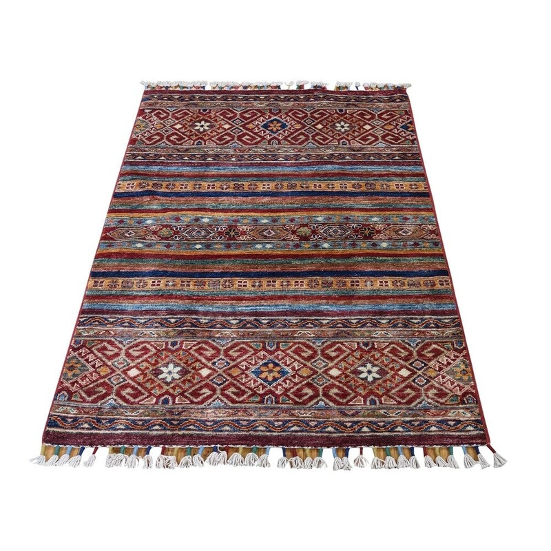 Shahbanu Rugs Super Kazak Khorjin Design Hand-Knotted Pure Wool Oriental Rug (2'9" x 4'0") - 2'9" x 4'0"