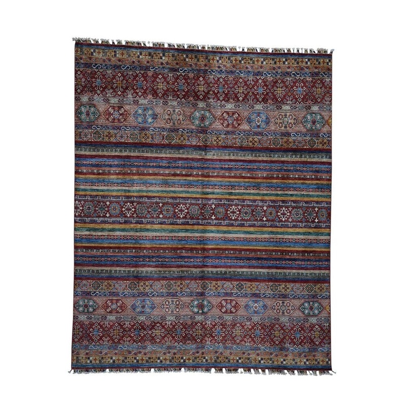 Shahbanu Rugs Super Kazak Khorjin Design Hand-Knotted Pure Wool Rug (8'0" x 9'10") - 8'0" x 9'10"