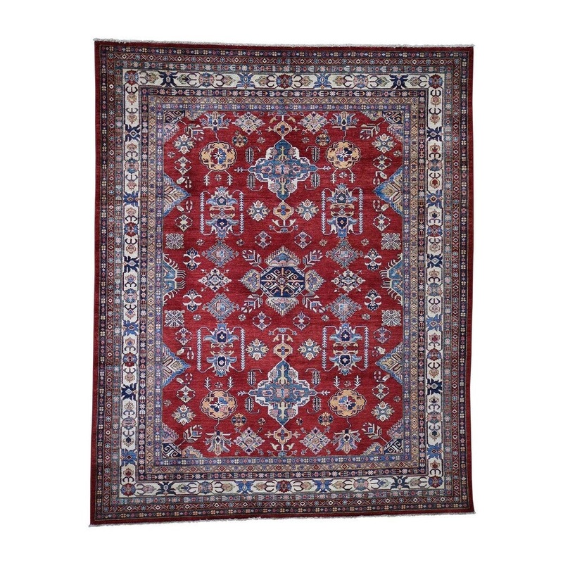 Shahbanu Rugs Super Kazak Pure Wool Geometric Design Hand-Knotted Oriental Rug (8'4" x 10'2") - 8'4" x 10'2"