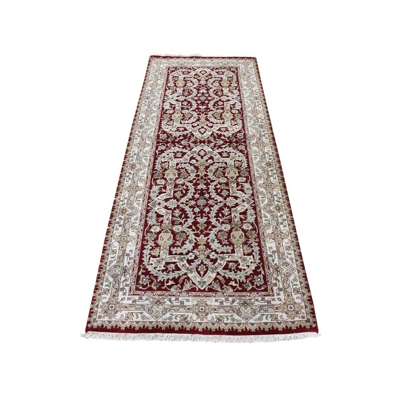 Shahbanu Rugs Tabriz Design Hand-Knotted 300 Kpsi New Zealand Wool Oriental Rug (2'7" x 9'9") - 2'7" x 9'9"