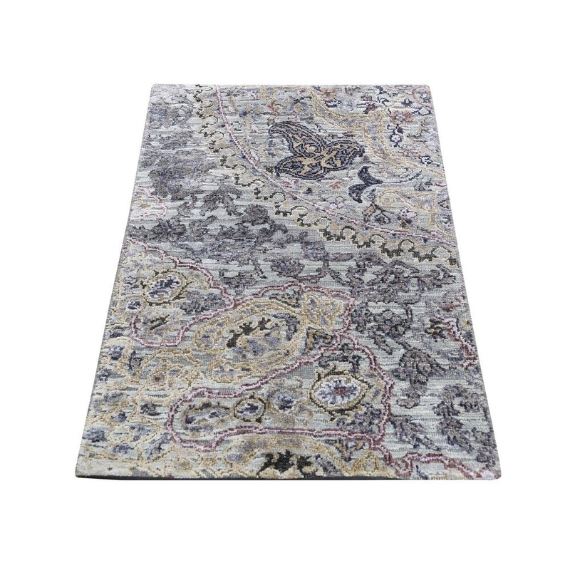 Shahbanu Rugs THE MAHARAJA ,Pure Silk with Oxidized Wool Hand-Knotted Oriental Rug (2'0" x 3'1") - 2'0" x 3'1"