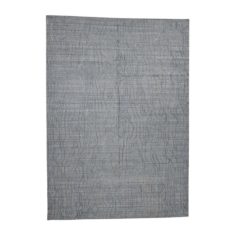 Shahbanu Rugs THE TREE BARK Hand-Loomed Hi-Lo Pile Pure Wool Oriental Rug (10'1" x 14'2") - 10'1" x 14'2"