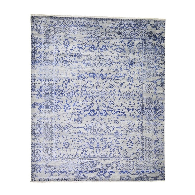Shahbanu Rugs Tone on Tone Broken Design Art Silk Hand-Knotted Oriental Rug (8'0" x 10'0") - 8'0" x 10'0"