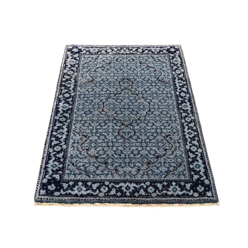 Shahbanu Rugs Tone on Tone Wool and Silk Tabriz Mahi Hand Knotted Oriental Rug (2'1" x 3'1") - 2'1" x 3'1"