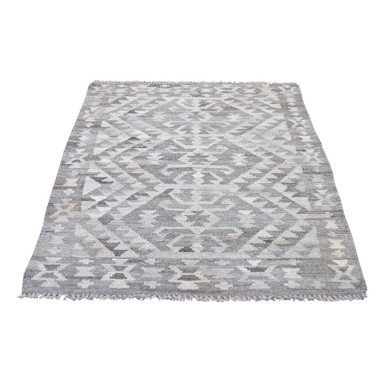 Shahbanu Rugs Undyed Natural Wool Afghan Kilim Reversible Hand Woven Oriental Rug (3'2" x 5'2") - 3'2" x 5'2"