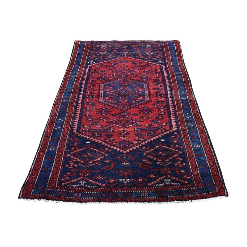 Shahbanu Rugs Vintage Bohimian Persian Mosel Pure Wool Hand-Knotted Oriental Rug (3'2" x 6'8") - 3'2" x 6'8"