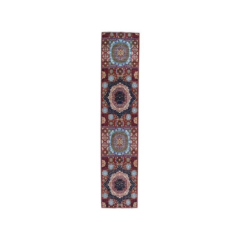 Shahbanu Rugs Colorful Peshawar Mamluk Design Pure Wool Hand-Knotted Runner Rug (2'7" x 9'10") - 2'7" x 9'10"