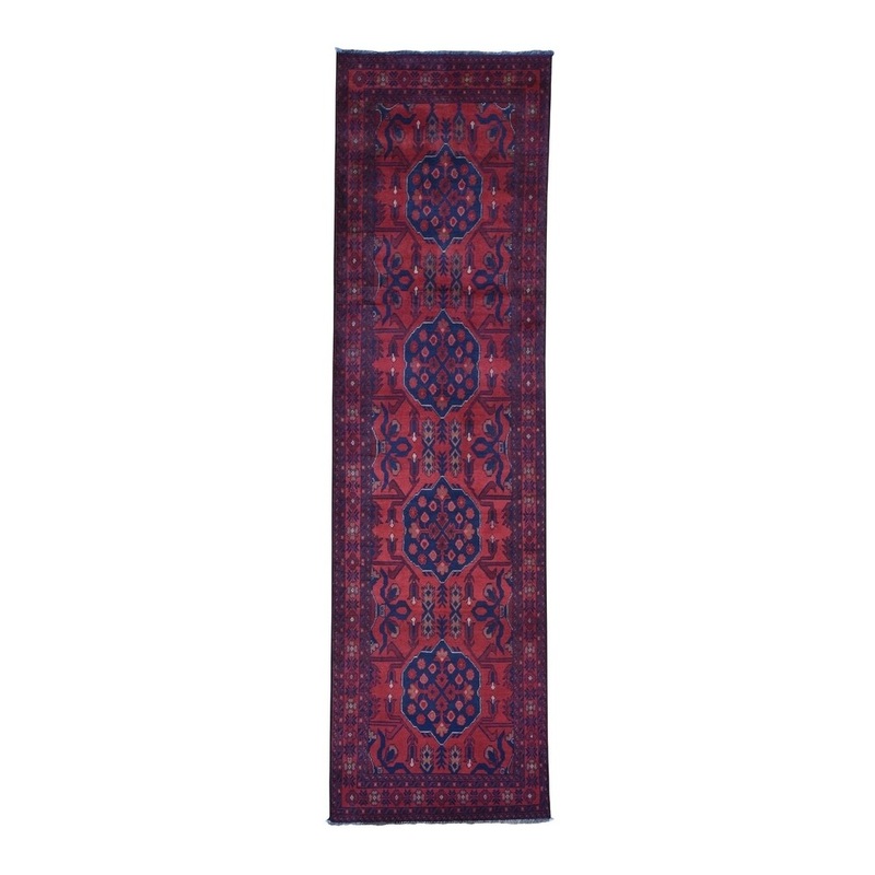 Shahbanu Rugs Elephant Feet Design Afghan Ankoi Hand Knotted Runner Oriental Rug (2'7" x 9'5") - 2'7" x 9'5"