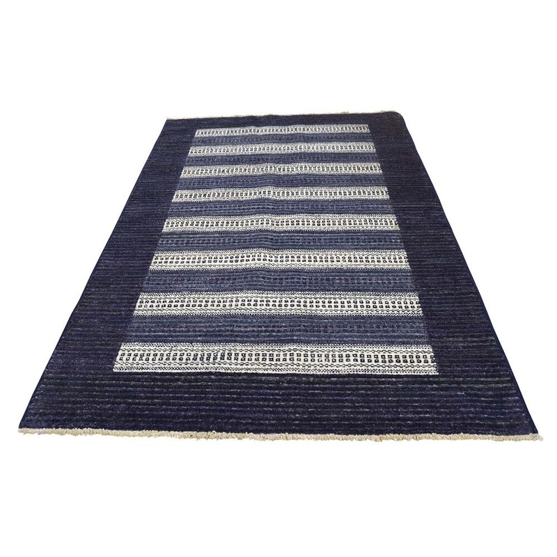 Shahbanu Rugs Hand Knotted 100 Percent Wool Modern Gabbeh Striped Oriental Rug (3'10" x 6'0") - 3'10" x 6'0"