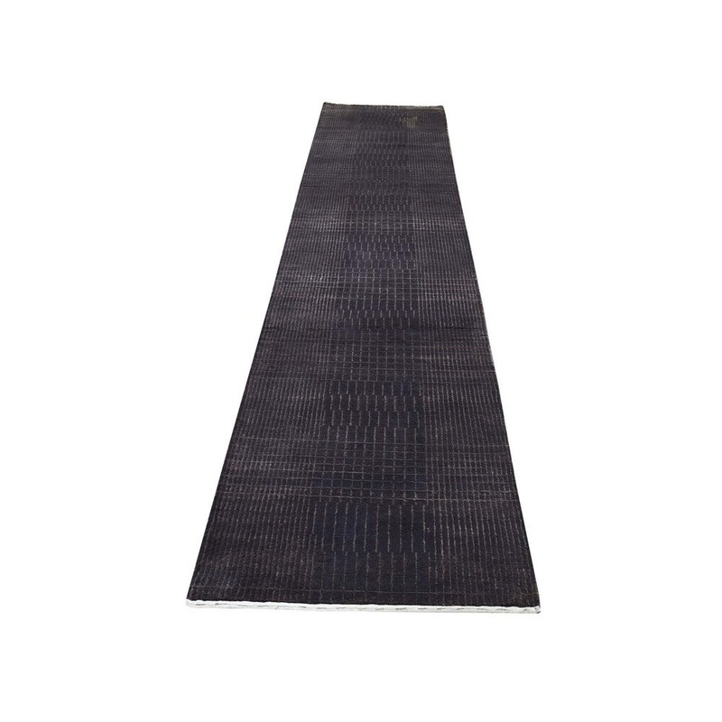 Shahbanu Rugs Hand-Knotted Wool and Silk Tone-on-Tone Nepali Runner Oriental Rug (2'2" x 11'6") - 2'2" x 11'6"