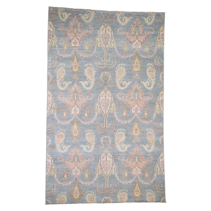 Shahbanu Rugs Ikat Uzbek Design Pure Wool Hand Knotted Oriental Rug (6'0" x 9'8") - 6'0" x 9'8"
