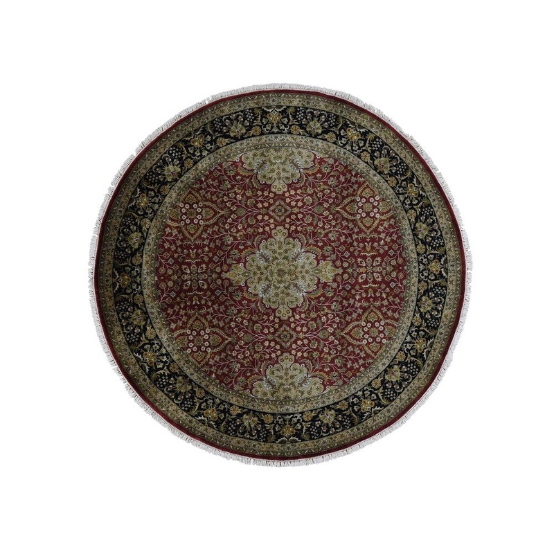 Shahbanu Rugs New Zealand Wool Kashan Revival Hand Knotted Round Oriental Rug (8'0" x 8'0") - 8'0" x 8'0"