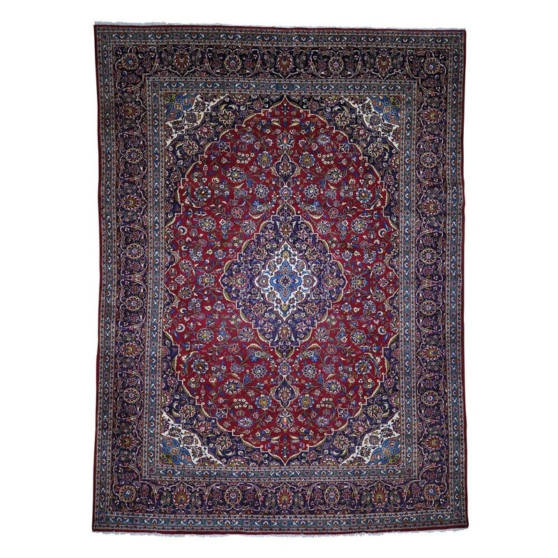 Shahbanu Rugs Persian Kashan Pure Wool Hand-Knotted Oriental Rug (10'3" x 13'7") - 10'3" x 13'3"