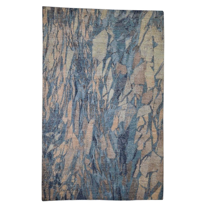 Shahbanu Rugs Pure Wool Abstract Design Hand-Knotted Oriental Rug (6'0" x 9'4") - 6'0" x 9'4"