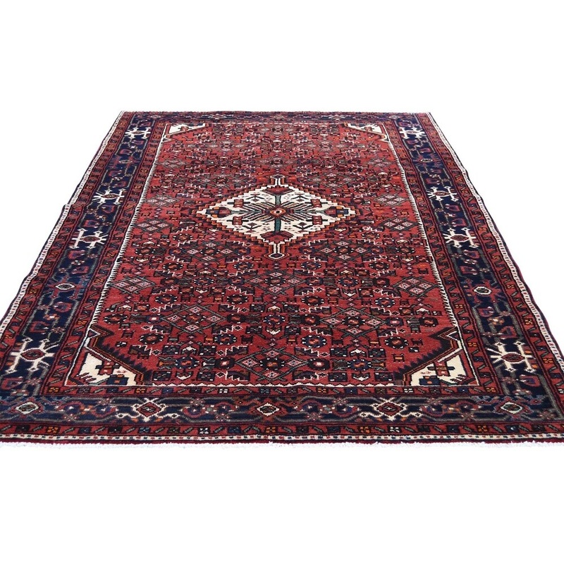 Shahbanu Rugs Red New Persian Hussainabad Pure Wool Hand-Knotted Oriental Rug (5'4" x 8'5") - 5'4" x 8'5"