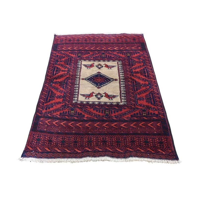 Shahbanu Rugs Red With Birds Pure Wool Hand-Knotted Rug (3'0" x 5'0") - 3'0" x 5'0"