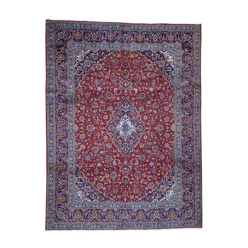 Shahbanu Rugs Semi Antique Persian Kashan Pure Wool Hand-Knotted Oriental Rug (9'7" x 12'6") - 9'7" x 12'6"