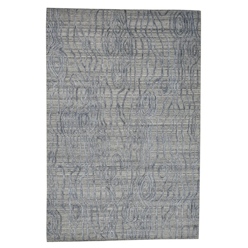 Shahbanu Rugs THE TREE BARK Hand-Loomed Hi-Lo Pile Pure Wool Oriental Rug (6'2" x 9'3") - 6'2" x 9'3"