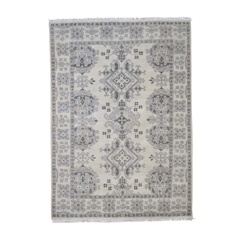 Shahbanu Rugs Turkish Knot Oushak Design Hand-Knotted Pure Wool Oriental Rug (4'10" x 6'10") - 4'10" x 6'10"