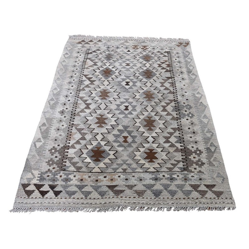 Shahbanu Rugs Undyed Natural Wool Afghan Kilim Hand-Woven Oriental Rug (3'3" x 5'3") - 3'3" x 5'3"