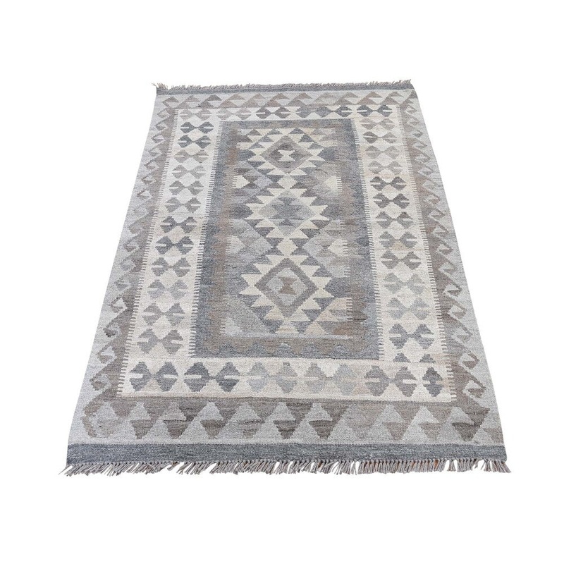 Shahbanu Rugs Undyed Natural Wool Afghan Kilim Reversible Hand Woven Oriental Rug (3'2" x 5'0") - 3'2" x 5'0"