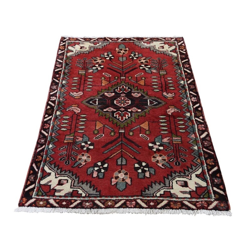 Shahbanu Rugs Vintage Persian Hamadan Pure Wool Hand-Knotted Oriental Rug (2'8" x 4'3") - 2'8" x 4'3"