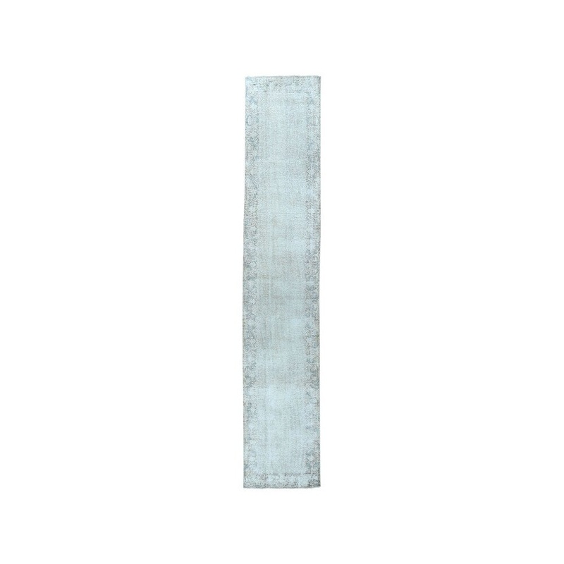 Shahbanu Rugs Vintage White Wash Tabriz Worn Wool Runner Hand-Knotted Oriental Rug (2'7" x 11'10") - 2'7" x 11'10"