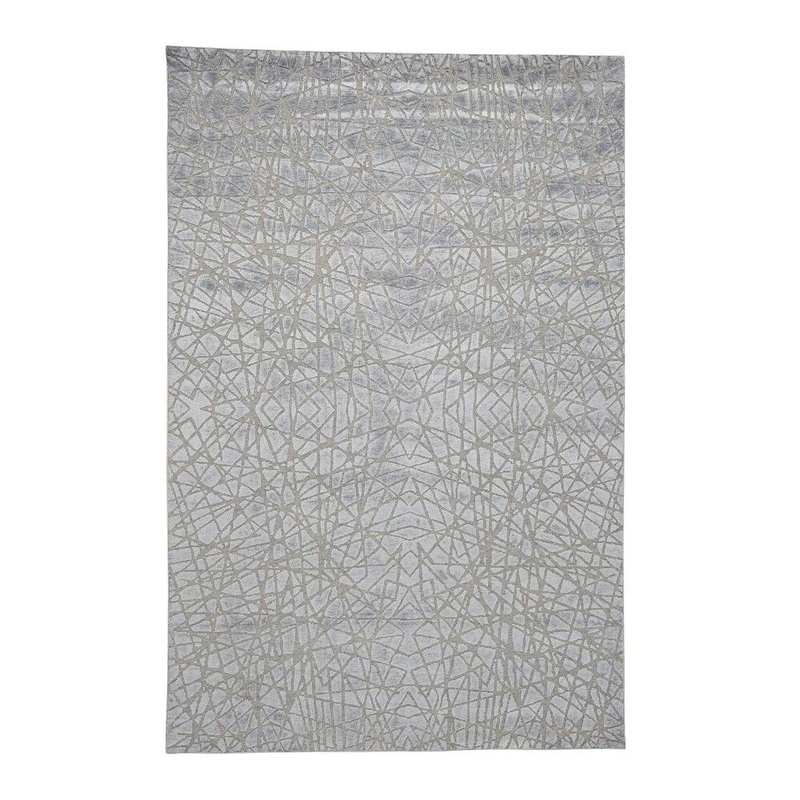 Shahbanu Rugs Flat Pile with Raised Silk Hand Knotted Tone on Tone Oriental Rug (6'0" x 8'10") - 6'0" x 8'10"