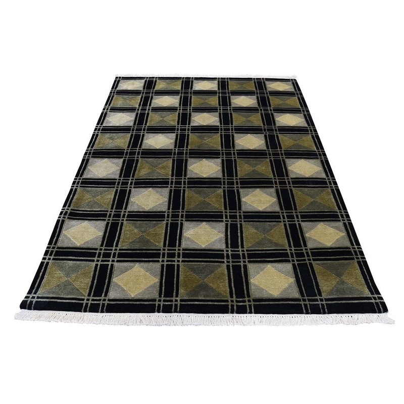 Shahbanu Rugs Pure Wool Hand Knotted Modern Nepali Oriental Rug (4'2" x 6'0") - 4'2" x 6'0"