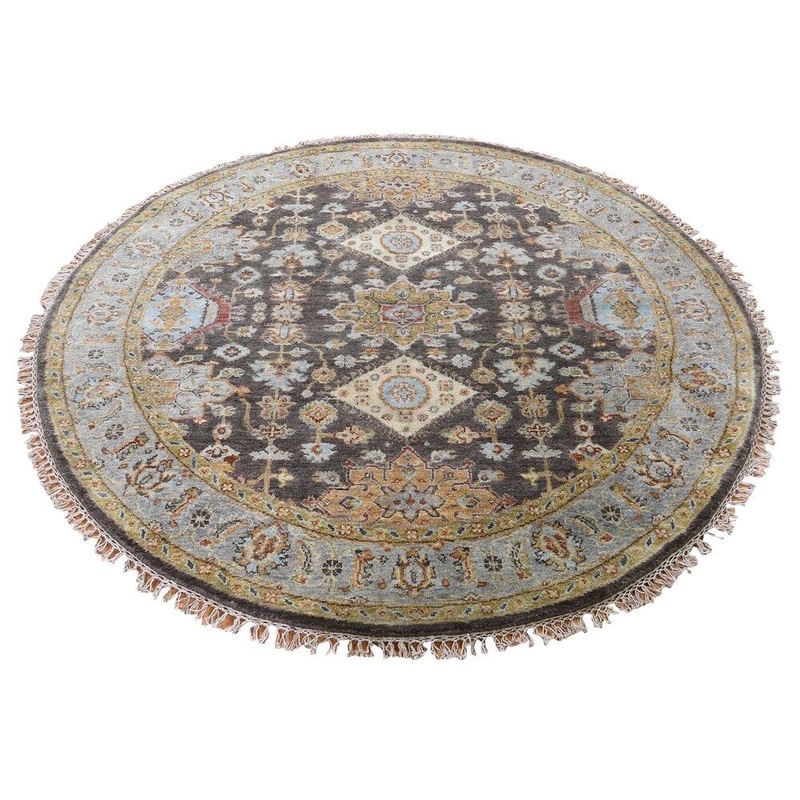 Shahbanu Rugs Pure Wool Karajeh Design Hand-Knotted Round Oriental Rug (4'1" x 4'2") - 4'1" x 4'2"