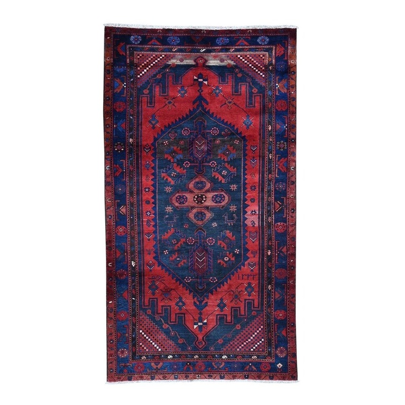 Shahbanu Rugs Red New Persian Mosel Pure Wool Hand-Knotted Oriental Rug (5'2" x 9'5") - 5'2" x 9'5"