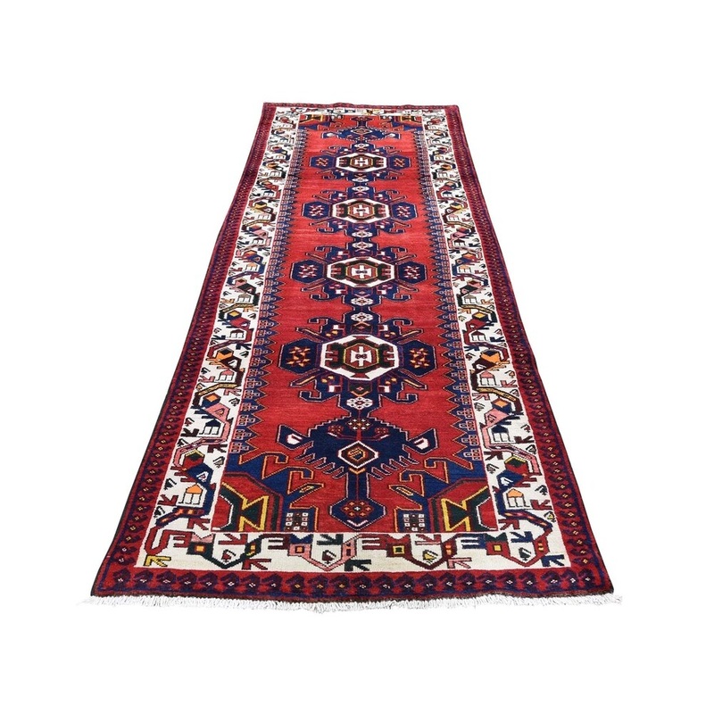 Shahbanu Rugs Semi Antique Northeast Persian Pure Wool Runner Hand-Knotted Rug (3'2" x 10'0") - 3'2" x 10'0"