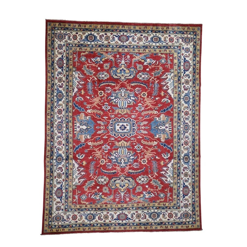 Shahbanu Rugs Special Kazak Pure Wool Hand-Knotted Geometric Design Oriental Rug (8'10" x 11'7") - 8'10" x 11'7"