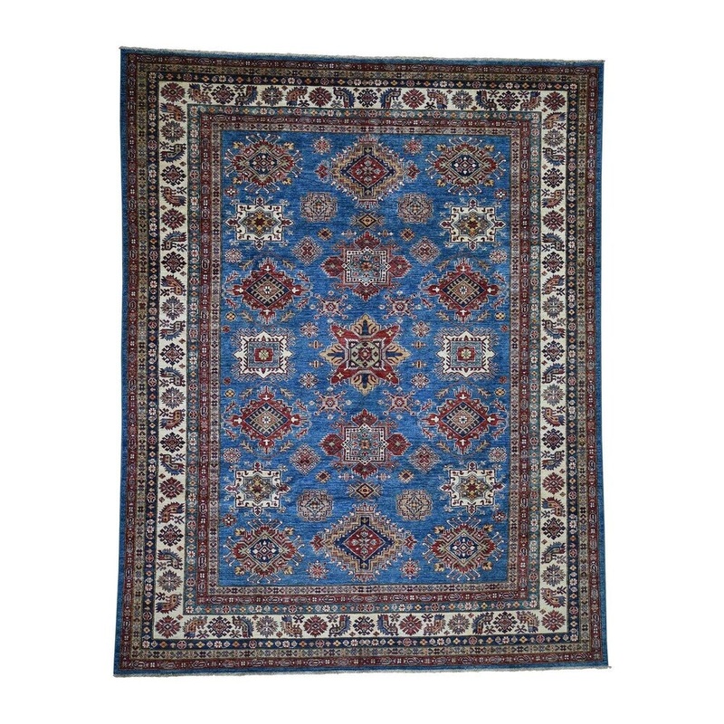 Shahbanu Rugs Super Kazak Pure Wool Geometric Design Hand-Knotted Oriental Rug (8'2" x 10'1") - 8'2" x 10'1"