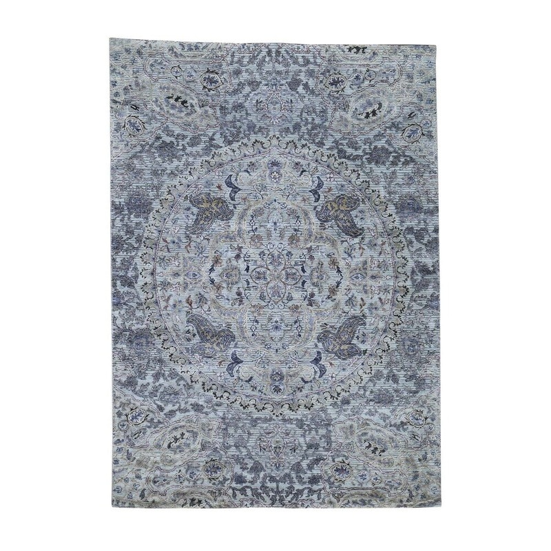 Shahbanu Rugs THE MAHARAJA Pure Silk with Oxidized Wool Hand-Knotted Oriental Rug (5'0" x 7'0") - 5'0" x 7'0"