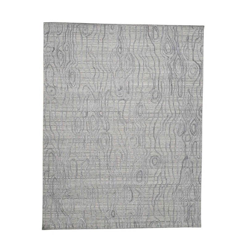 Shahbanu Rugs THE TREE BARK Hand-Loomed Hi-Lo Pile Pure Wool Oriental Rug (8'0" x 10'4") - 8'0" x 10'4"