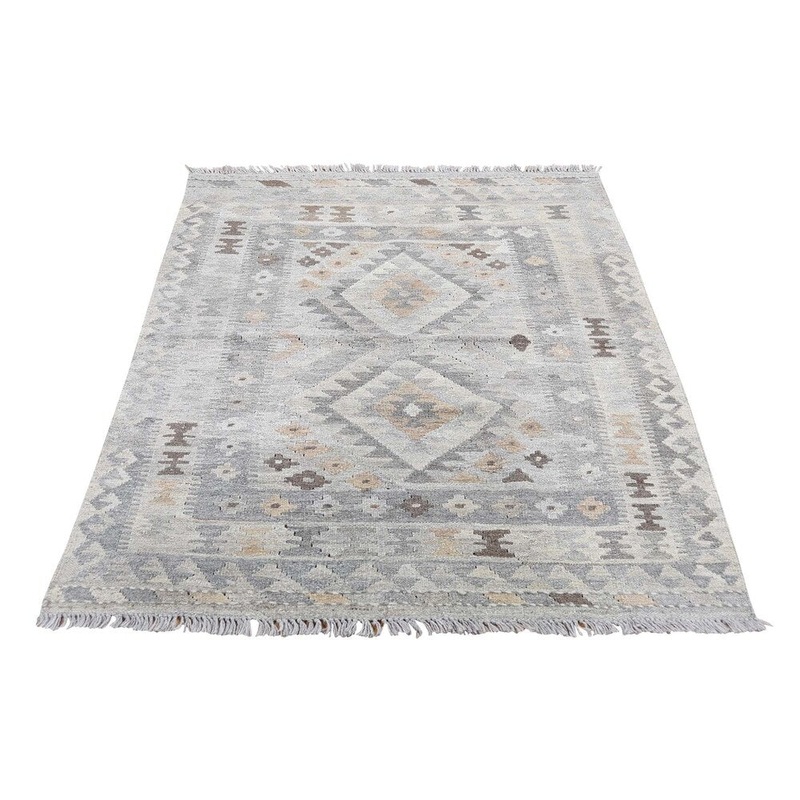 Shahbanu Rugs Undyed Natural Wool Afghan Kilim Reversible Hand Woven Oriental Rug (3'5" x 4'8") - 3'5" x 4'8"