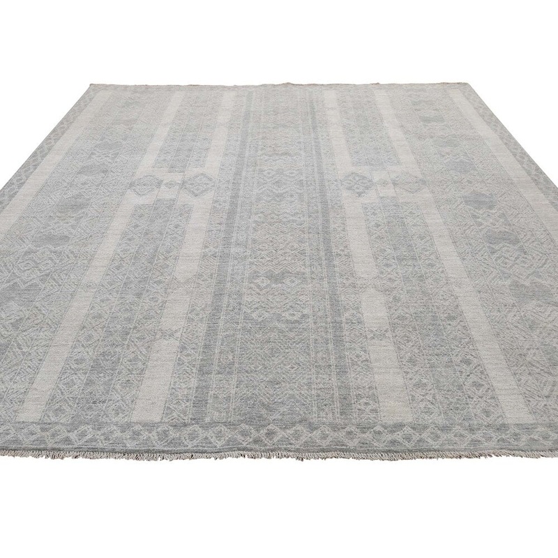 Shahbanu Rugs Undyed Natural Wool Southwestern Peshawar Berber Motif Influence Rug (8'1" x 10'2") - 8'1" x 10'2"