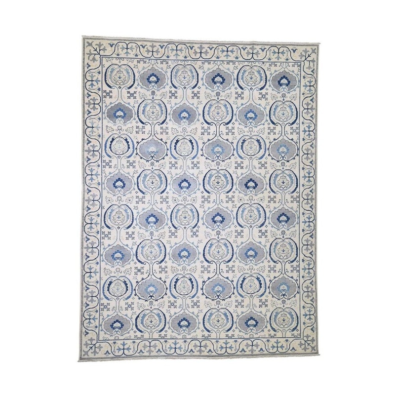 Shahbanu Rugs Vintage Look Arts & Craft Design Pure Wool Hand-Knotted Oriental Rug (8'9" x 11'9") - 8'9" x 11'9"