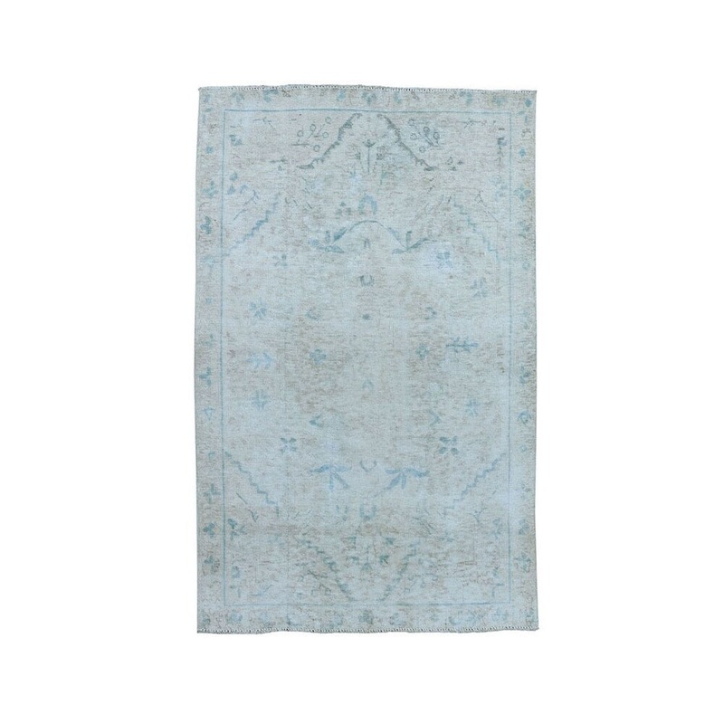 Shahbanu Rugs Vintage White Wash Tabriz Worn Wool Hand-Knotted Oriental Rug (3'3" x 4'6") - 3'3" x 4'6"