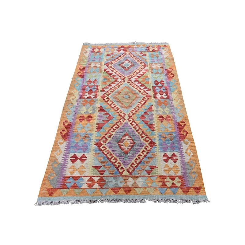 Shahbanu Rugs Colorful Afghan Kilim Veg Dyes Hand Woven Pure Wool Runner Rug (3'0" x 6'0") - 3'0" x 6'0"