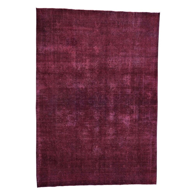 Shahbanu Rugs Fuscia Pink Overdyed Tabriz Worn Hand-Knotted Oriental Rug (9'0" x 13'0") - 9'0" x 13'0"