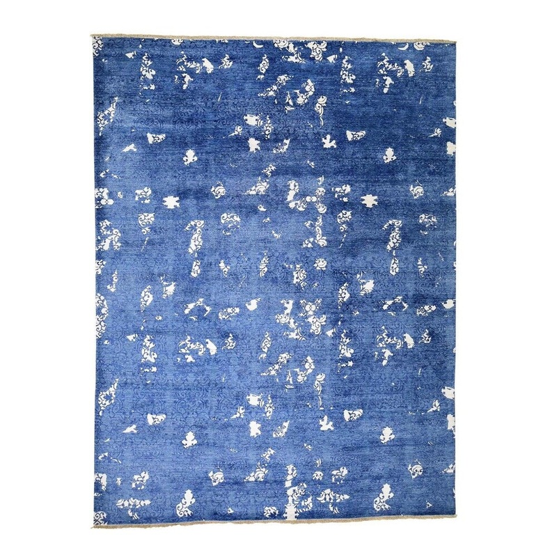 Shahbanu Rugs Hand Knotted Modern Tone on Tone Art Silk Oriental Rug (9'0" x 12'0") - 9'0" x 12'0"