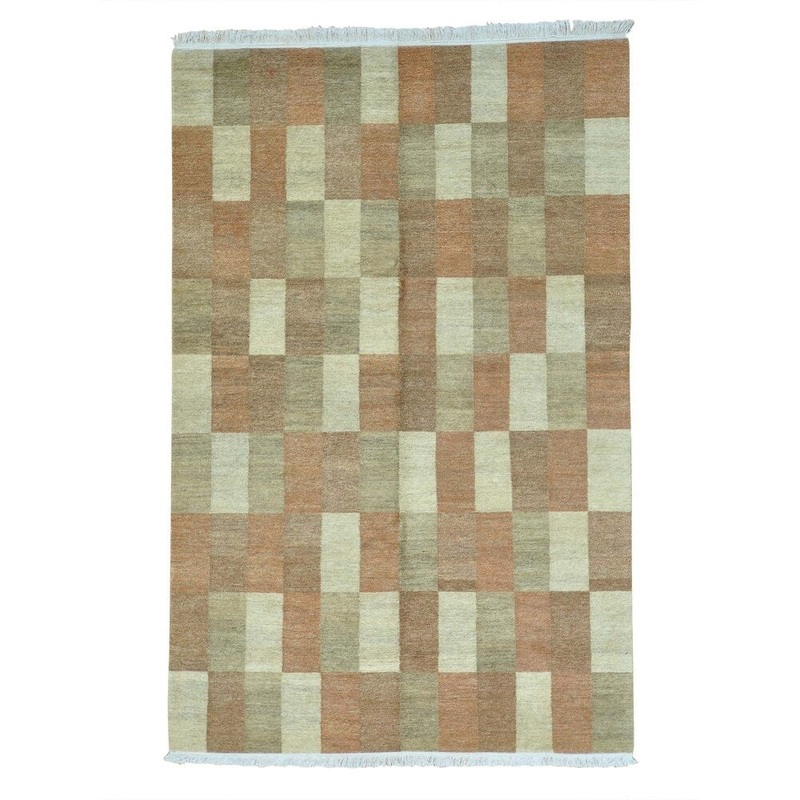 Shahbanu Rugs Hand-Knotted Natural Dyes Modern Gabbeh Pure Wool Rug (6'1" x 9'4") - 6'1" x 9'4"