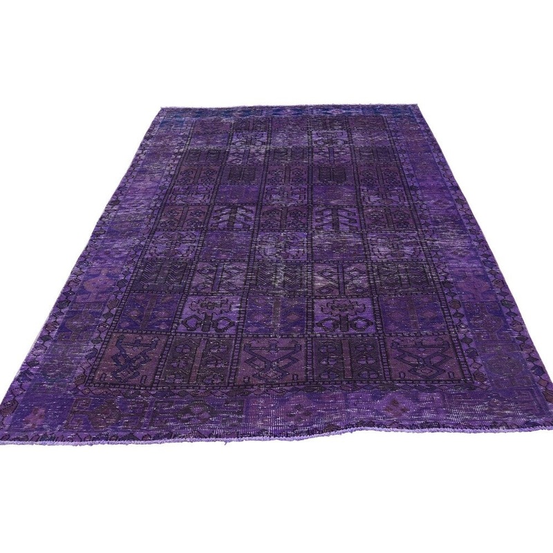 Shahbanu Rugs Hand-Knotted Overdyed Bakhtiari Pure Wool Worn Oriental Rug (5'0" x 8'0") - 5'0" x 8'0"