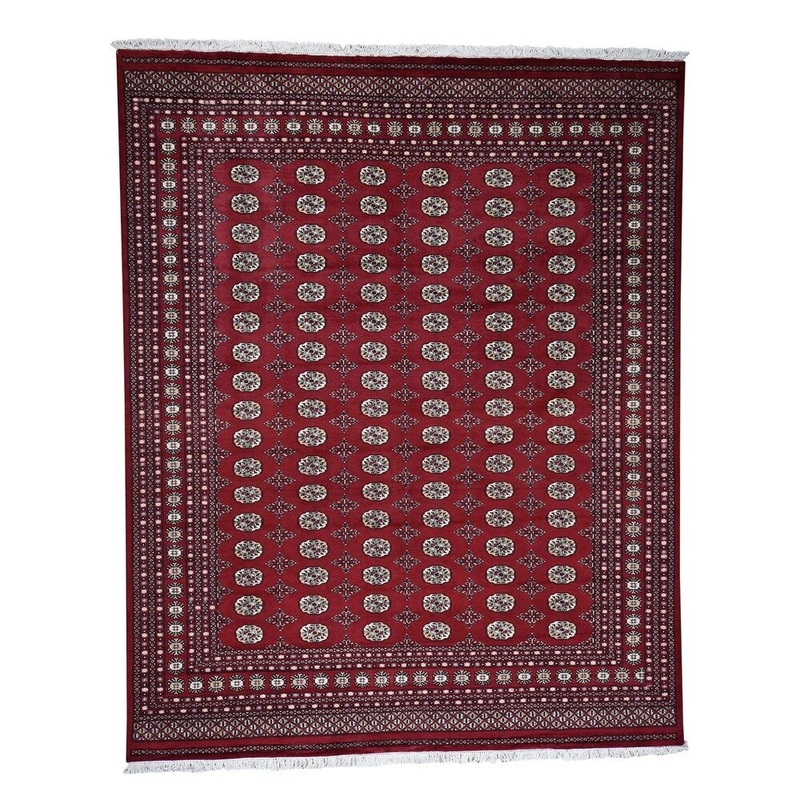 Shahbanu Rugs Hand-Knotted Pure Wool Mori Bokara Elephant Feet Design Oriental Rug (8'3" x 10'2") - 8'3" x 10'2"